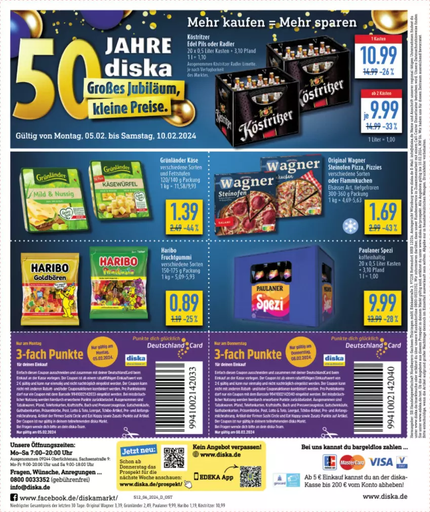 Aktueller Prospekt Diska - von 05.02 bis 10.02.2024 - strona 12 - produkty: angebot, angebote, Astra, coupon, deka, deutschlandcard, eis, elsässer art, ente, erde, flammkuchen, gin, grünländer, haribo, köstritzer, kuchen, lamm, LG, limette, Mett, oder radler, Ofen, original wagner, Paula, paulaner, pils, pizza, radler, reis, ring, sac, Spezi, steinofen, steinofen pizza, Tchibo, tee, Ti, uhr, wagner, ZTE