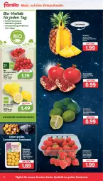 Gazetka promocyjna Famila - Prospekte - Gazetka - ważna od 31.12 do 31.12.2022 - strona 2 - produkty: ananas, beere, beeren, beutel, bio, cherrytomaten, erdbeere, erdbeeren, früchte, grana, Granatäpfel, grill, kartoffel, kartoffeln, limette, limetten, mac, Mett, metten, natur, Rana, rosmarin, Schal, Schale, sweet ananas, Ti, tomate, tomaten, zitrone, zitronen