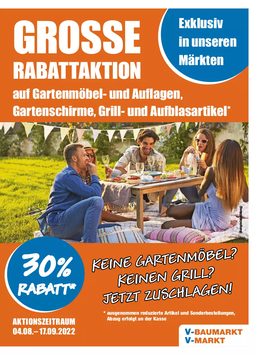 Aktueller Prospekt Vmarkt - V-Markt - von 04.08 bis 10.08.2022 - strona 17 - produkty: Bau, beispielabbildung, eis, Garten, gartenmöbel, grill, LG, möbel, schirme, Ti