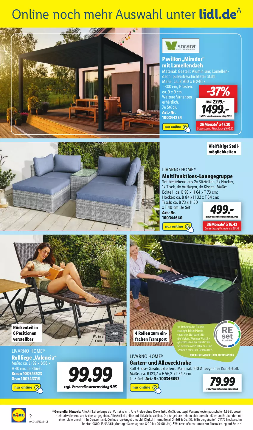 Aktueller Prospekt Lidl - Wochen-Highlights im Onlineshop - von 18.07 bis 24.07.2022 - strona 4 - produkty: angebot, angebote, asti, braun, eis, elle, ente, Garten, hocker, kissen, Liege, ndk, pavillon, reis, rel, Ria, Schal, Schale, Sport, telefon, Ti, tisch, uhr, weck, ZTE