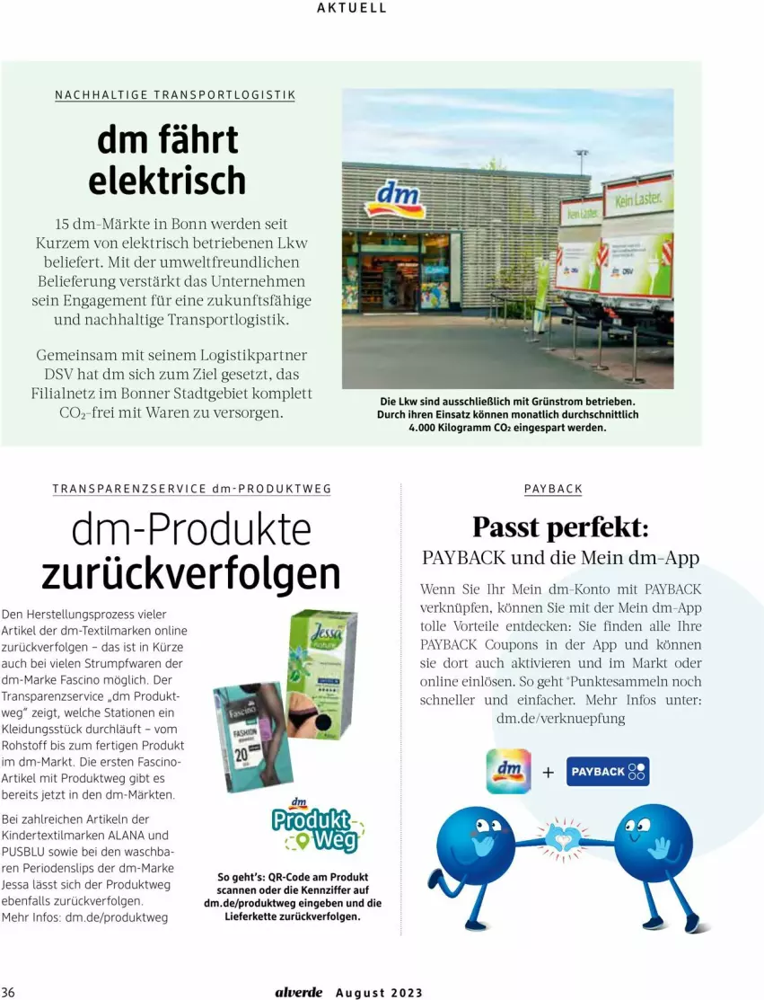 Aktueller Prospekt Dm Drogerie - Prospekte - von 01.08 bis 31.08.2023 - strona 36 - produkty: Alverde, cin, coupon, coupons, decke, elle, erde, Kette, Kinder, kleid, Kleidung, LG, payback, rum, slip, slips, Sport, tesa, Ti, usb