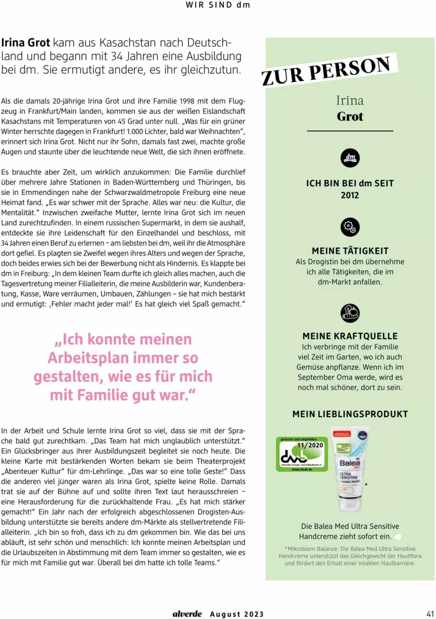 Aktueller Prospekt Dm Drogerie - Prospekte - von 01.08 bis 31.08.2023 - strona 41 - produkty: Alverde, Bad, Bau, bio, creme, eis, elle, ente, erde, Garten, handcreme, Heu, kraft, leine, Leuchte, leuchten, LG, mac, Metro, pflanze, Rauch, ring, sac, Thea, Ti, usb, weihnachten, ZTE