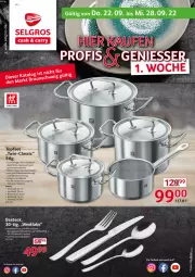 Gazetka promocyjna Selgros - Nonfood - Gazetka - ważna od 28.09 do 28.09.2022 - strona 1 - produkty: besteck, braten, Bratentopf, edelstahl, gabel, herdarten, kaffee, Kochtopf, LG, Löffel, mac, messer, sandwich, sigma, Ti, topf, Topfset