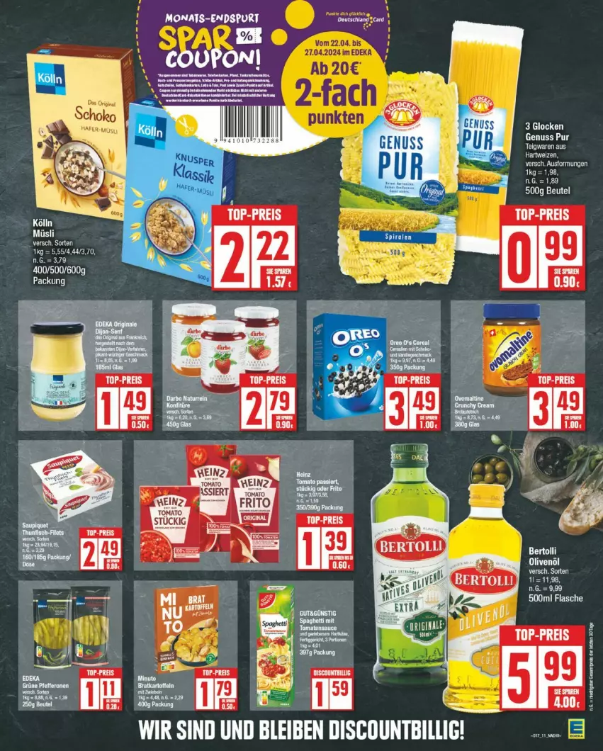 Aktueller Prospekt Edeka - Prospekte - von 22.04 bis 27.04.2024 - strona 11 - produkty: eis, flasche, müsli, nuss, reis, tee, top-preis