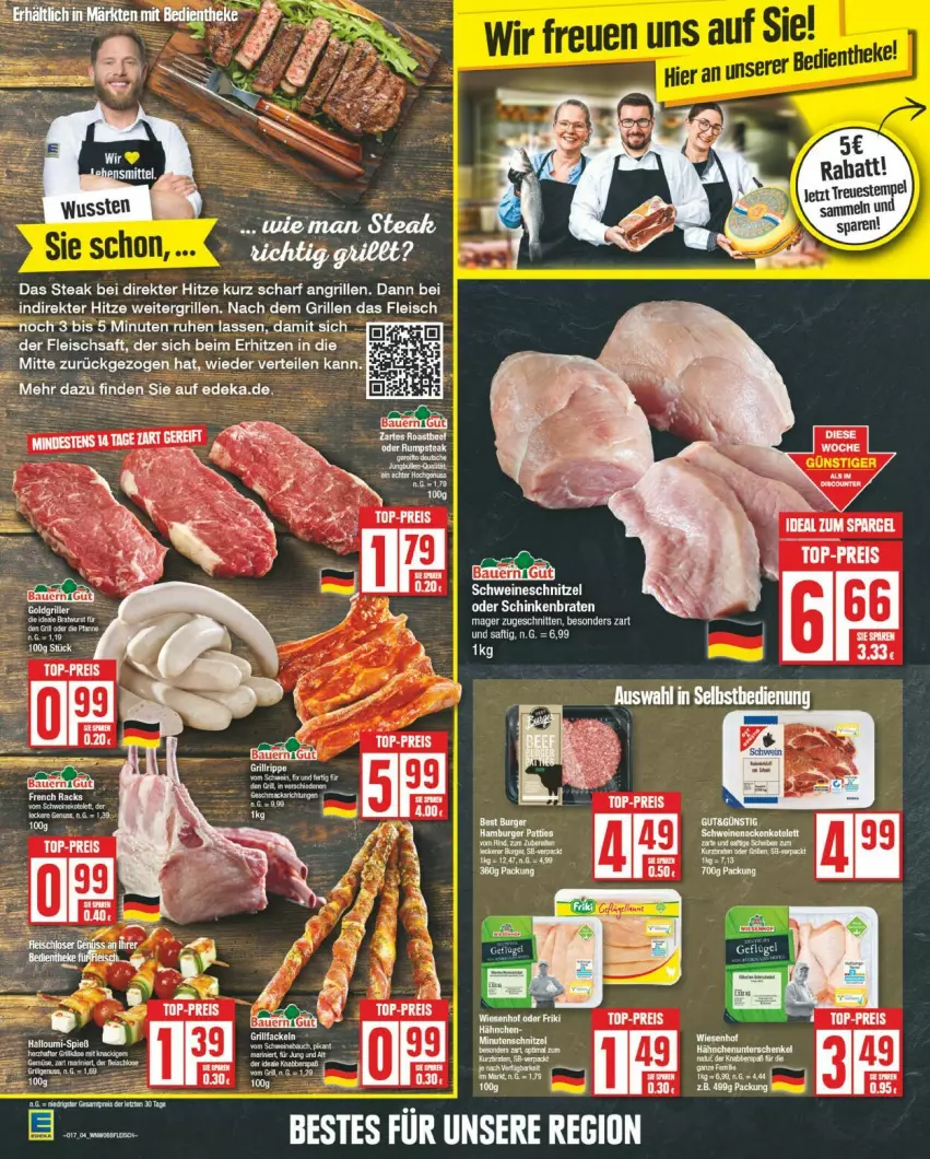 Aktueller Prospekt Edeka - Prospekte - von 22.04 bis 27.04.2024 - strona 4 - produkty: auer, Bau, Bauer, beere, beeren, deka, eis, fleisch, gin, grill, reis, saft, sana, steak