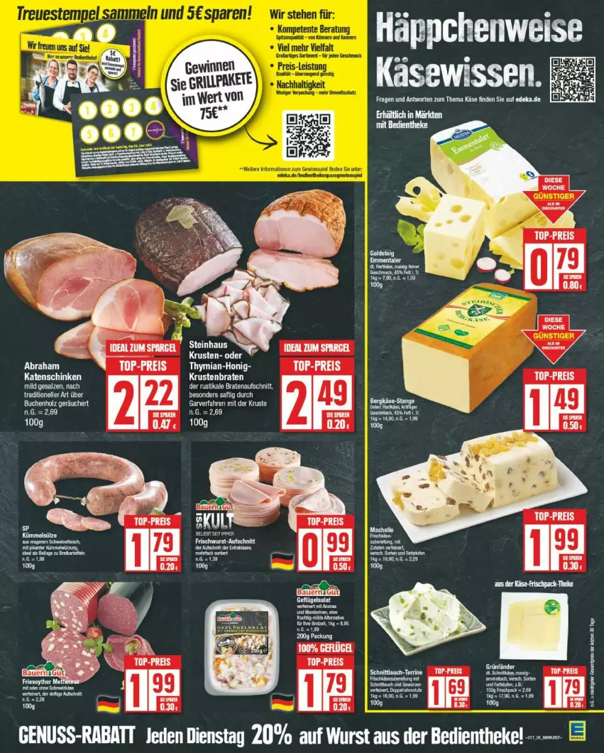 Aktueller Prospekt Edeka - Prospekte - von 22.04 bis 27.04.2024 - strona 5 - produkty: aufschnitt, braten, bratenaufschnitt, buch, deka, eis, elle, Holz, honig, HP, Käse, katenschinken, krustenbraten, reis, schinken, spee, Ti, top-preis