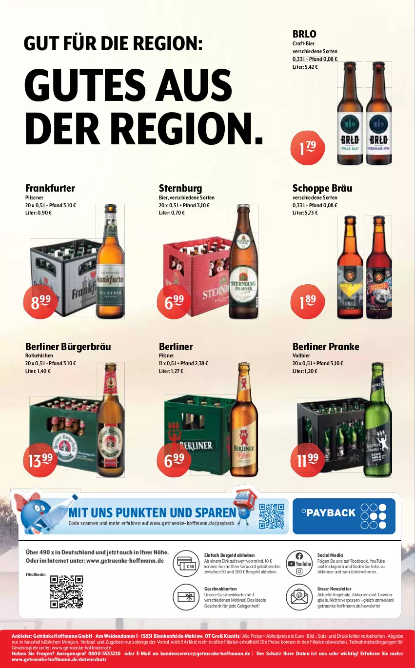 Aktueller Prospekt Getraenke Hoffmann - Prospekte - von 19.12 bis 31.12.2022 - strona 12 - produkty: abholpreise, angebot, angebote, berliner, bier, BRLO, eis, elle, frankfurter, getränk, getränke, gewinnspiel, LG, payback, pils, pilsener, pilsner, reis, Spiele, Sternburg, Ti, Yo