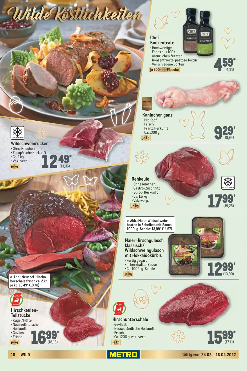 Aktueller Prospekt Metro - Feinkost Spezial - von 24.03 bis 16.04.2022 - strona 10 - produkty: braten, ente, flasche, gulasch, Kugel, Kürbis, sauce, Schal, Schale, schwein, Ti, wein, Wild, Wildschwein