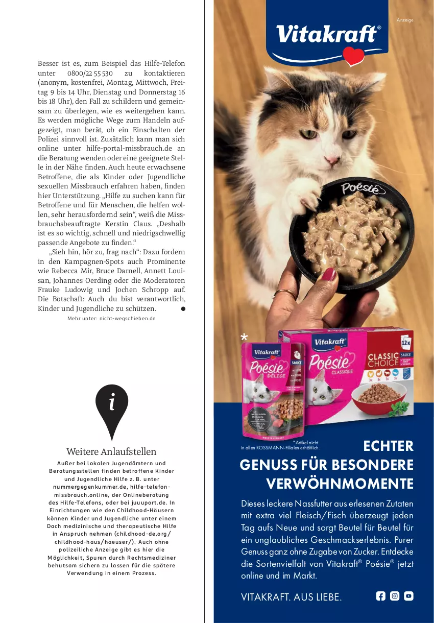 Aktueller Prospekt Rossmann - Prospekte - von 06.05 bis 28.07.2024 - strona 45 - produkty: angebot, angebote, beutel, decke, eis, elle, ente, erde, fisch, fleisch, Heu, Kinder, kraft, mac, Mode, nassfutter, nuss, Rauch, rwe, Schal, Schütze, telefon, Ti, Tiere, tisch, uhr, vita, vitakraft, wolle, zucker