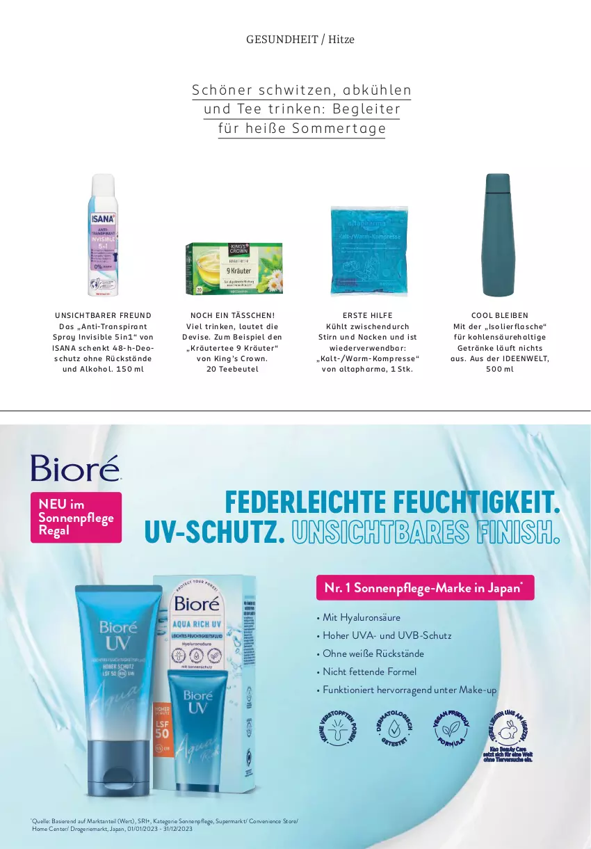 Aktueller Prospekt Rossmann - Prospekte - von 06.05 bis 28.07.2024 - strona 91 - produkty: alkohol, Altapharma, beutel, deo, eis, elle, ente, Finish, flasche, Gesundheit, getränk, getränke, hyaluron, isana, isolierflasche, kräuter, Make-up, regal, rwe, sana, tee, Teebeutel, Ti, topf, uv-schutz