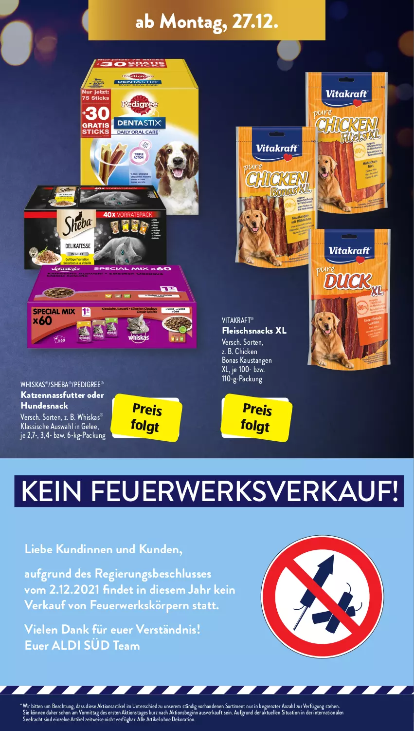 Aktueller Prospekt AldiSud - ALDI Aktuell - von 27.12 bis 31.12.2021 - strona 15 - produkty: aldi, alle artikel ohne dekoration, aust, Bona, dekoration, eis, elle, fleisch, gelee, gin, hundesnack, kraft, LG, nassfutter, pedigree, reis, rwe, sheba, snack, snacks, Ti, vita, vitakraft, whiskas, ZTE