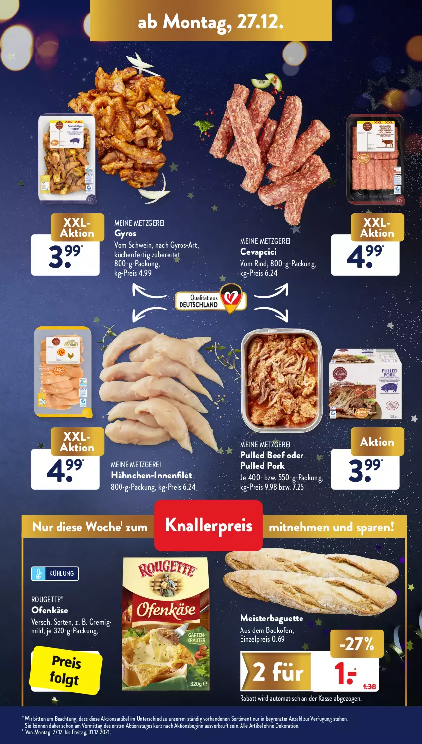 Aktueller Prospekt AldiSud - ALDI Aktuell - von 27.12 bis 31.12.2021 - strona 5 - produkty: alle artikel ohne dekoration, auto, backofen, baguette, beef, cevapcici, dekoration, eis, filet, gin, gyros, Käse, knallerpreis, küche, Küchen, LG, Meister, Ofen, Ofenkäse, Pulled Pork, reis, rind, rouge, rougette, schwein, Ti, tisch, wein, ZTE