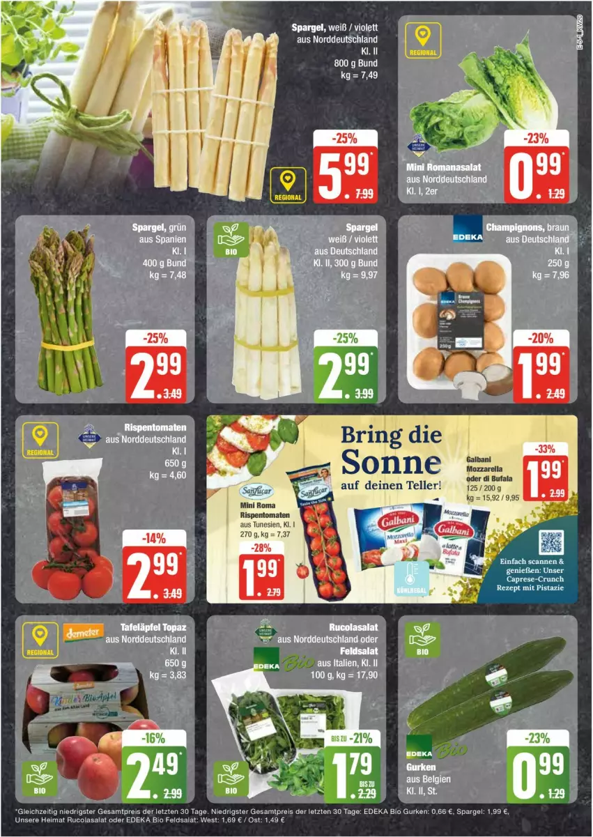 Aktueller Prospekt Edeka - Prospekte - von 13.05 bis 18.05.2024 - strona 5 - produkty: bio, Cap, cola, deka, di bufala, edeka bio, elle, feldsalat, LG, mozzarella, rel, rezept, ring, rucola, salat, spargel, teller