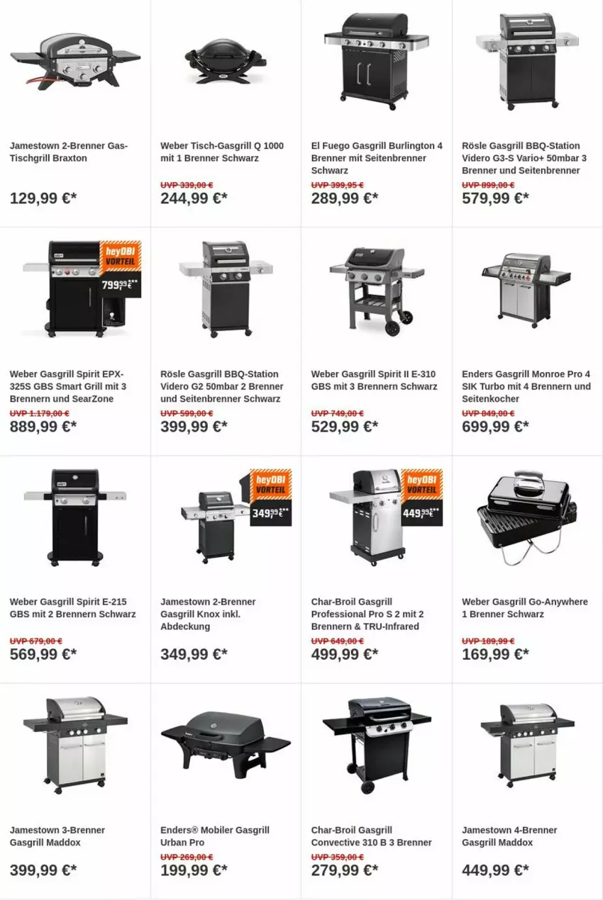 Aktueller Prospekt Obi - Prospekte - von 20.06 bis 28.06.2023 - strona 7 - produkty: char-broil, enders, gasgrill, grill, Kocher, rösle, Ti, tisch, tischgrill, weber