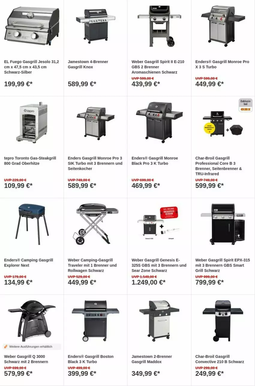 Aktueller Prospekt Obi - Prospekte - von 20.06 bis 28.06.2023 - strona 8 - produkty: char-broil, enders, gasgrill, grill, Kocher, lack, steak, tepro, Ti, weber