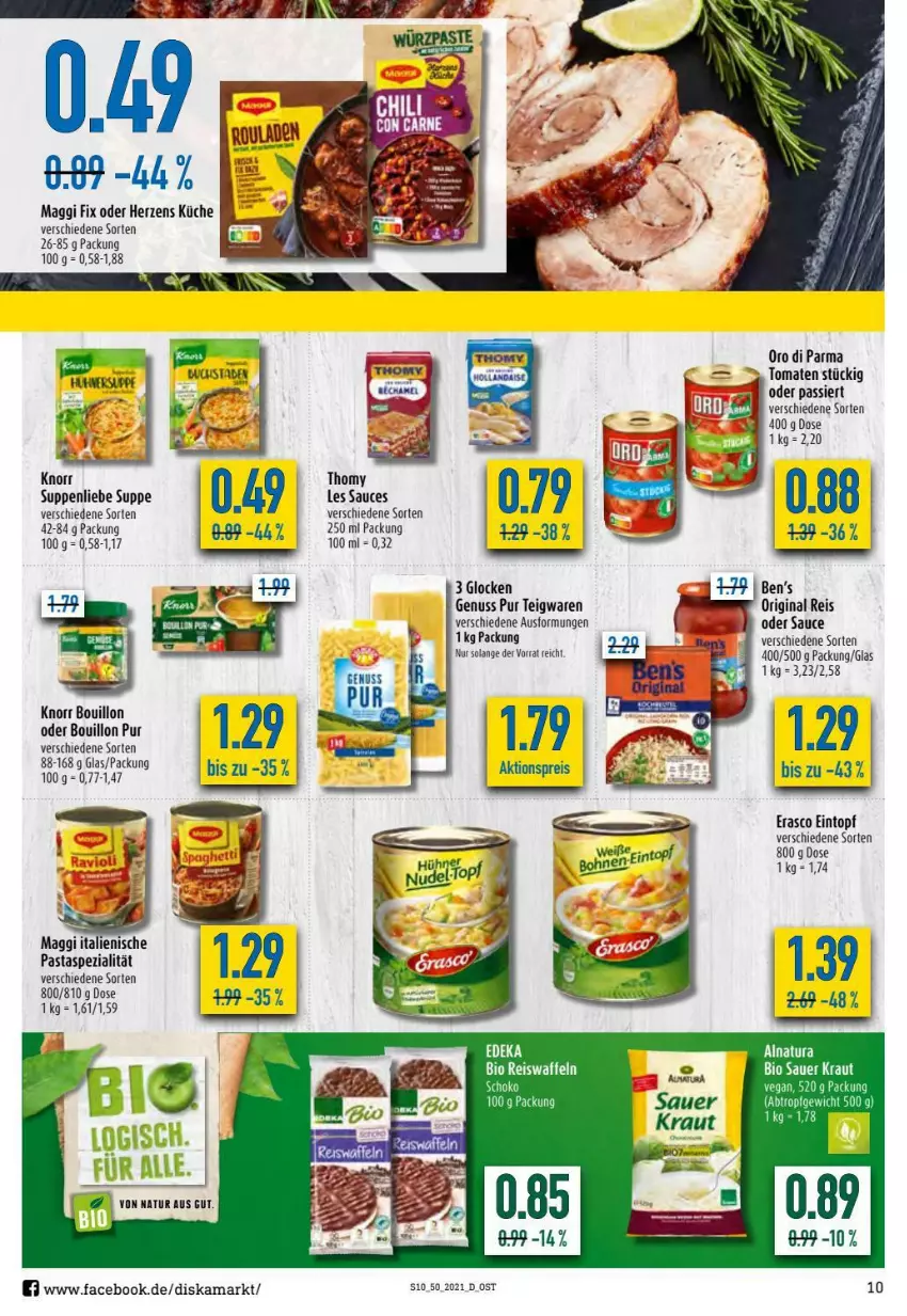 Aktueller Prospekt Diska - Prospekte - von 13.12 bis 18.12.2021 - strona 10 - produkty: eintopf, eis, erasco, gin, knorr, küche, maggi, maggi fix, natur, nuss, oro di parma, pasta, reis, sauce, schoko, Spezi, suppe, suppen, suppenliebe, teigwaren, Ti, tomate, tomaten, topf