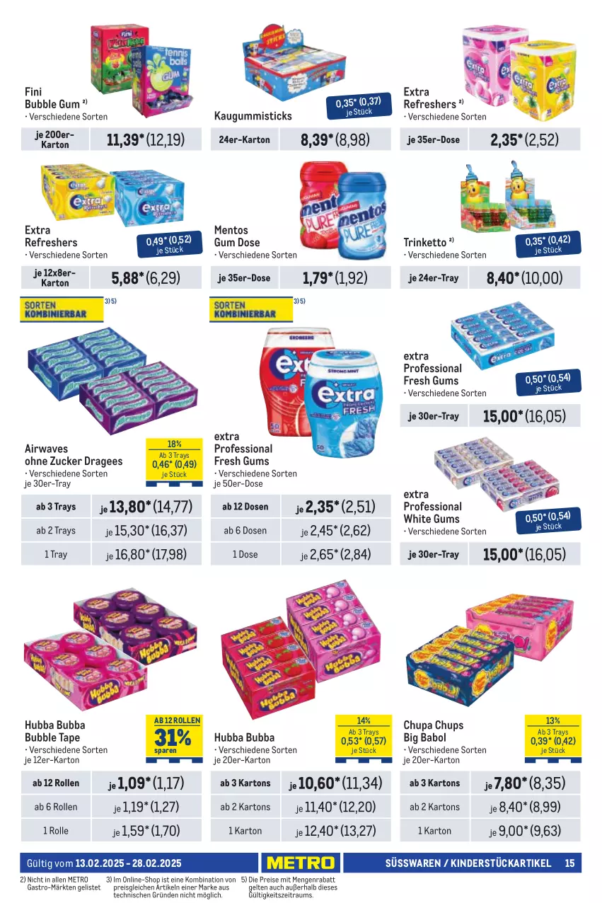 Aktueller Prospekt Metro - Händler Journal - von 13.02 bis 28.02.2025 - strona 15 - produkty: chupa, chupa chups, eis, kaugummi, Kinder, mentos, Metro, reis, süsswaren, Ti, zucker