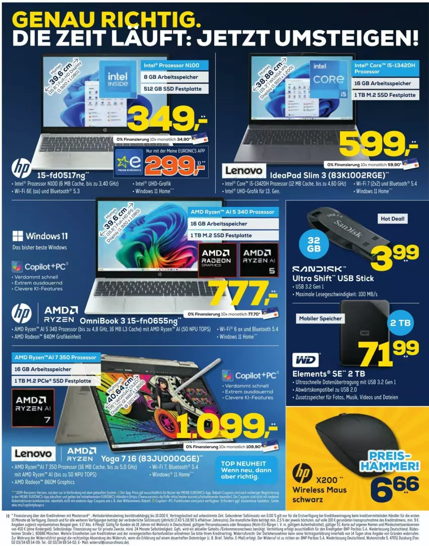 Aktueller Prospekt Euronics - Prospekte - von 24.09 bis 30.09.2025 - strona 10 - produkty: AMD Radeon, auer, deo, elle, ente, festplatte, Intel, latte, Maus, monati, neuheit, radeon, rel, ryzen, sandisk, ssd, Ti, uhd, usb, usb stick