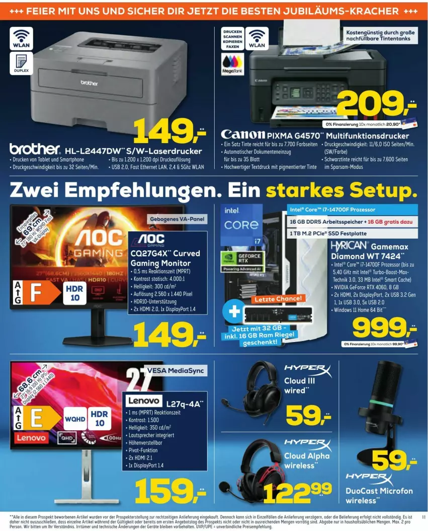 Aktueller Prospekt Euronics - Prospekte - von 24.09 bis 30.09.2025 - strona 11 - produkty: brot, brother, canon, drucker, eis, festplatte, geforce, Intel, Laserdrucker, latte, lenovo, multifunktionsdrucker, nvidia, nvidia geforce, reis, rel, riegel, rtx, smartphone, ssd, tablet, tee, Ti, tisch, usb