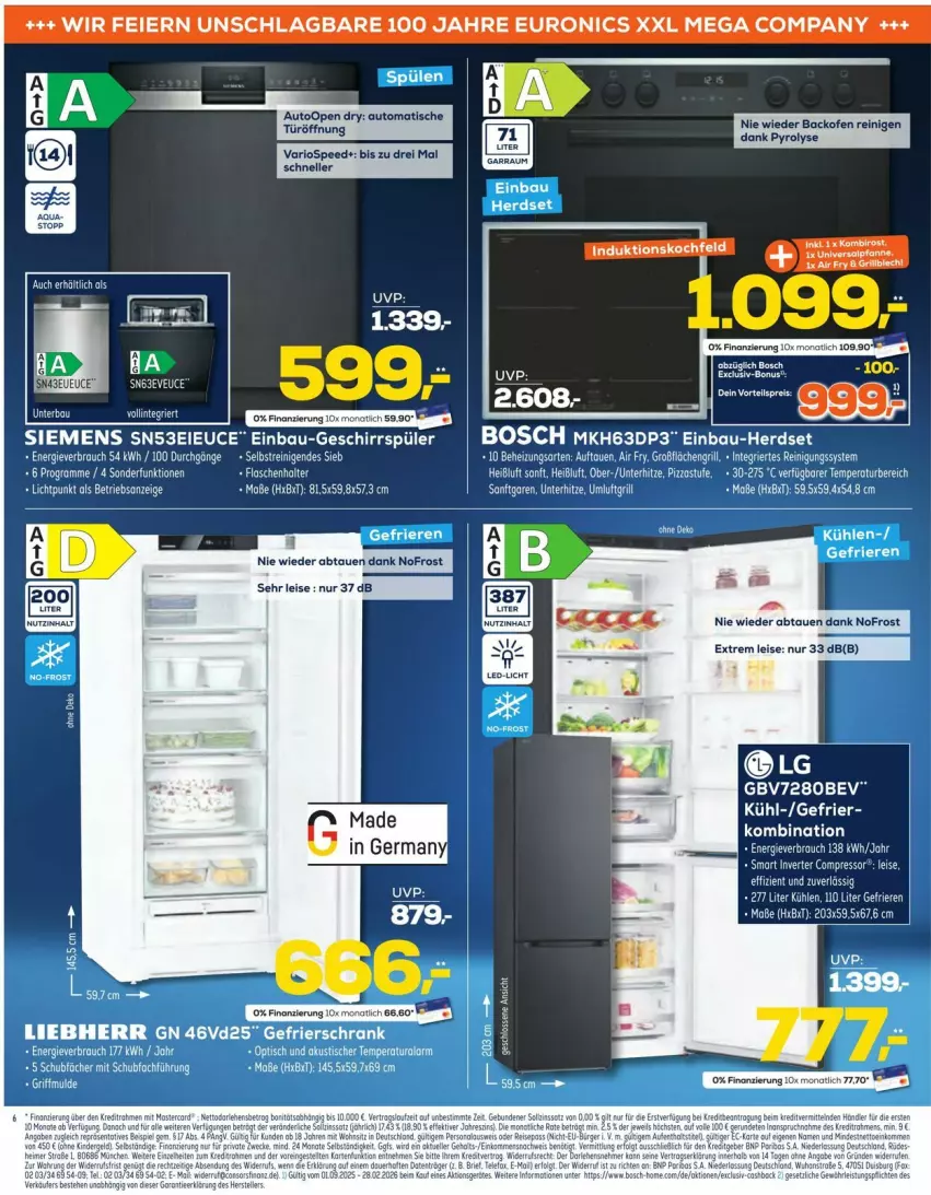 Aktueller Prospekt Euronics - Prospekte - von 24.09 bis 30.09.2025 - strona 6 - produkty: aqua, auto, backofen, Bau, bosch, einbau-geschirrspüler, einbau-herdset, eis, gefrierschrank, geschirr, geschirrspüler, grill, herdset, liebherr, Ofen, Rauch, Reinigung, Schrank, siemens, Ti, tisch