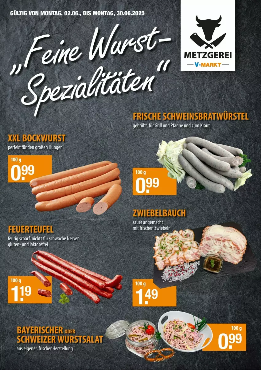 Aktueller Prospekt Vmarkt - Prospekte - von 11.06 bis 25.06.2025 - strona 2 - produkty: bockwurst, eis, schwein, wein, wurst, zwiebel, zwiebeln