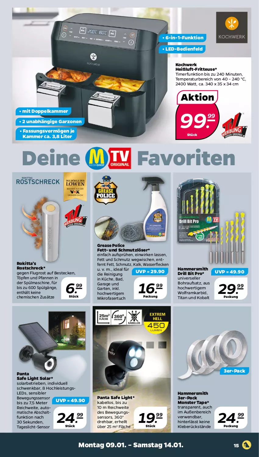 Aktueller Prospekt Netto - Woche 2 - von 09.01 bis 14.01.2023 - strona 15 - produkty: auto, Bad, besteck, bestecke, Bewegungssensor, eis, elle, fritteuse, Garten, kleber, küche, leds, LG, mikrofaser, monster, pfanne, pfannen, Reinigung, rostschreck, rwe, Schal, Ti, timer, tisch, tuc, und pfanne, wasser