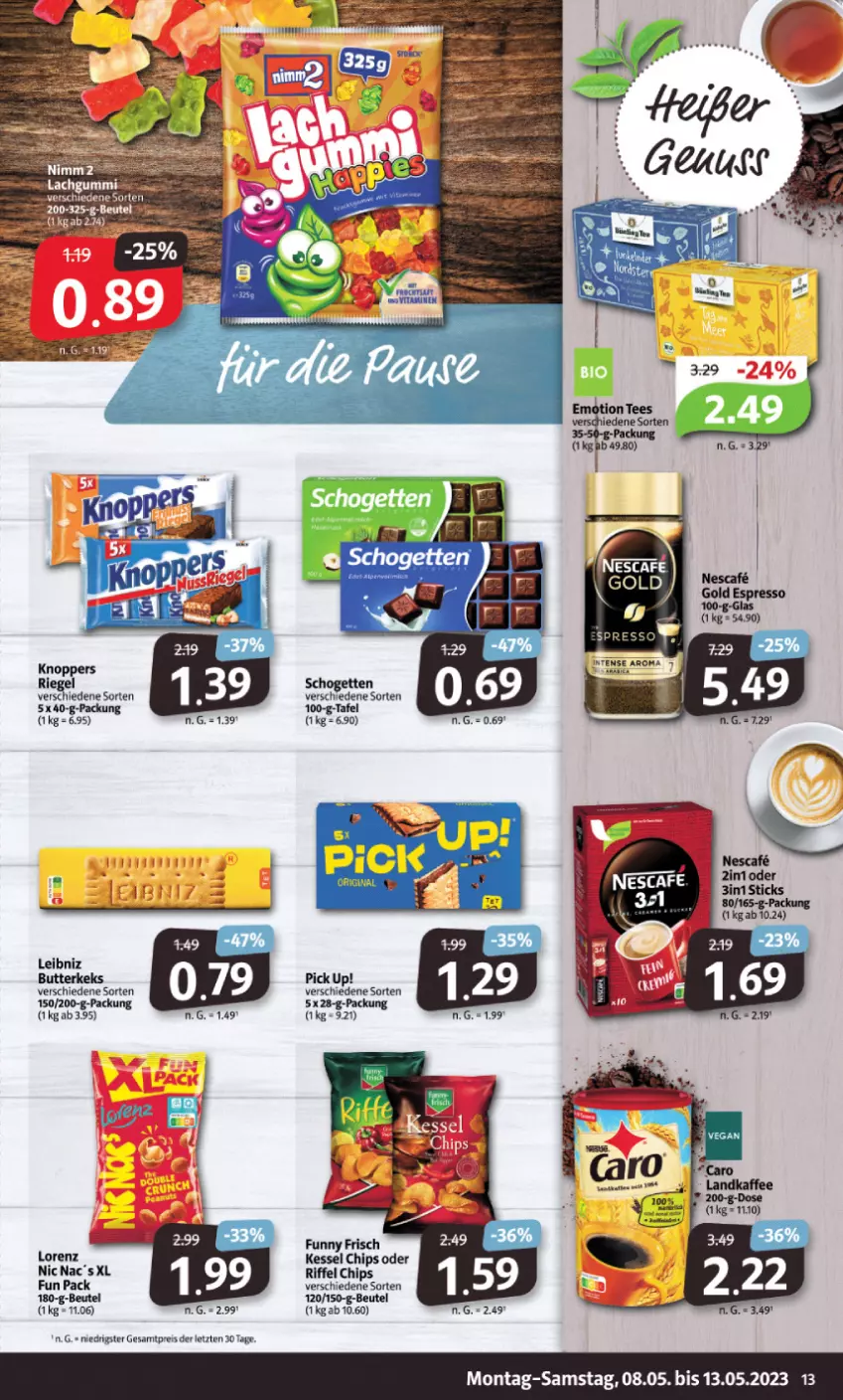 Aktueller Prospekt Markant - Prospekte - von 08.05 bis 13.05.2023 - strona 13 - produkty: aeg, beutel, butter, chips, eis, knoppers, leibniz, lorenz, Pick Up!, reis, riegel, tee, Ti, ZTE