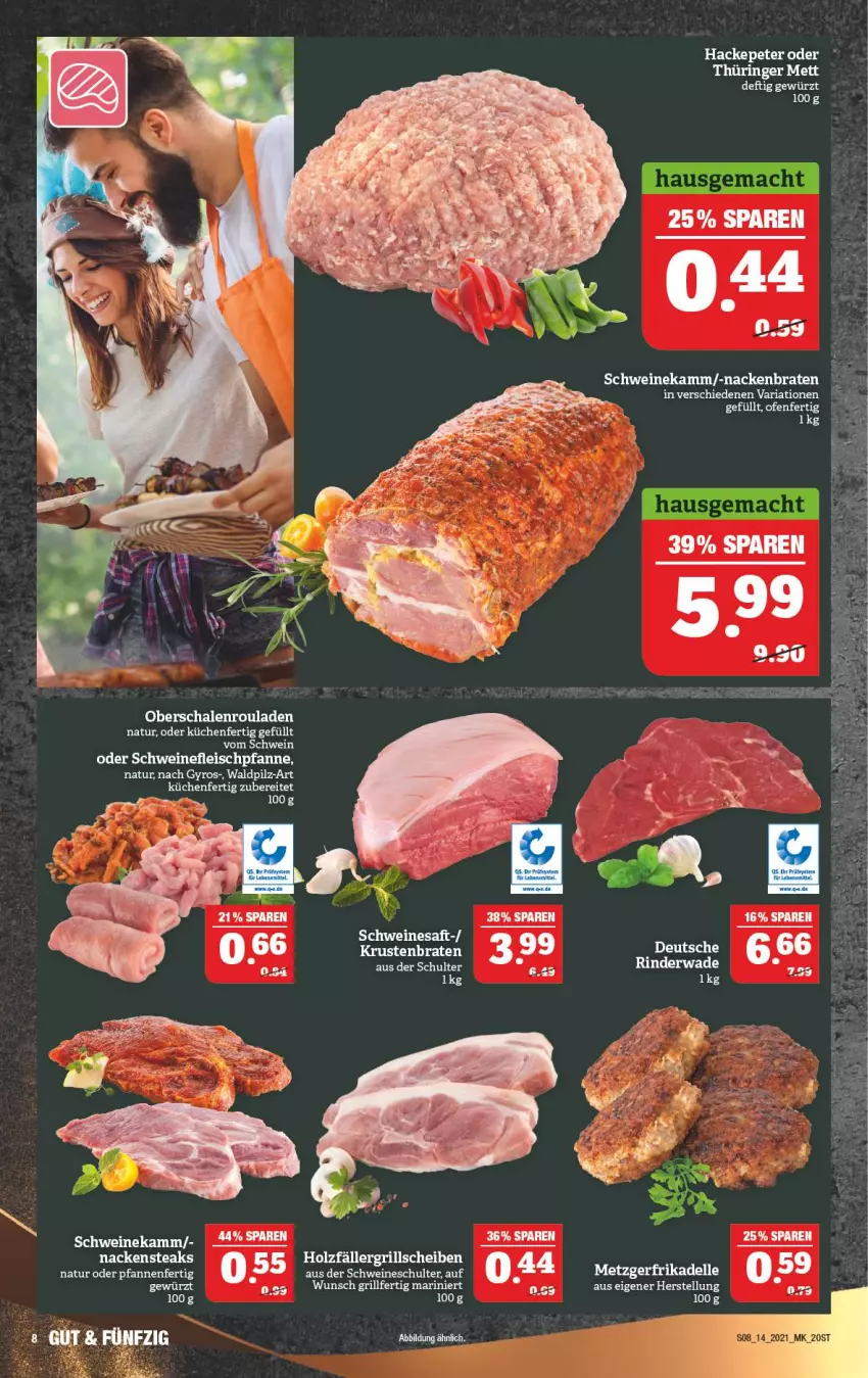 Aktueller Prospekt Marktkauf - Prospekt - von 05.04 bis 10.04.2021 - strona 12 - produkty: braten, eis, fleisch, gewürz, grill, gyros, Holz, HP, küche, Küchen, Mett, Nackensteak, nackensteaks, natur, Oberschalenrouladen, Ofen, pfanne, pfannen, Ria, ring, rouladen, saft, Schal, Schale, schwein, schweine, schweinefleisch, steak, steaks, Ti, wein, weine