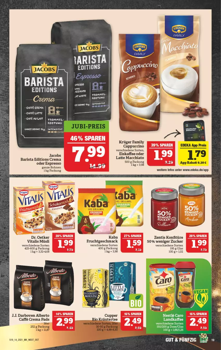 Aktueller Prospekt Marktkauf - Prospekt - von 05.04 bis 10.04.2021 - strona 23 - produkty: ACC, bohne, bohnen, caffe, Cap, cappuccino, chia, cin, darbo, darboven, deka, Dr. Oetker, eis, eiskaffee, espresso, frucht, jacobs, kaffee, konfitüre, krüger, latte, latte macchiato, mac, macchiato, müsli, oder espresso, Ti, trommel, vita, vitalis, vitalis müsli, zentis, zucker