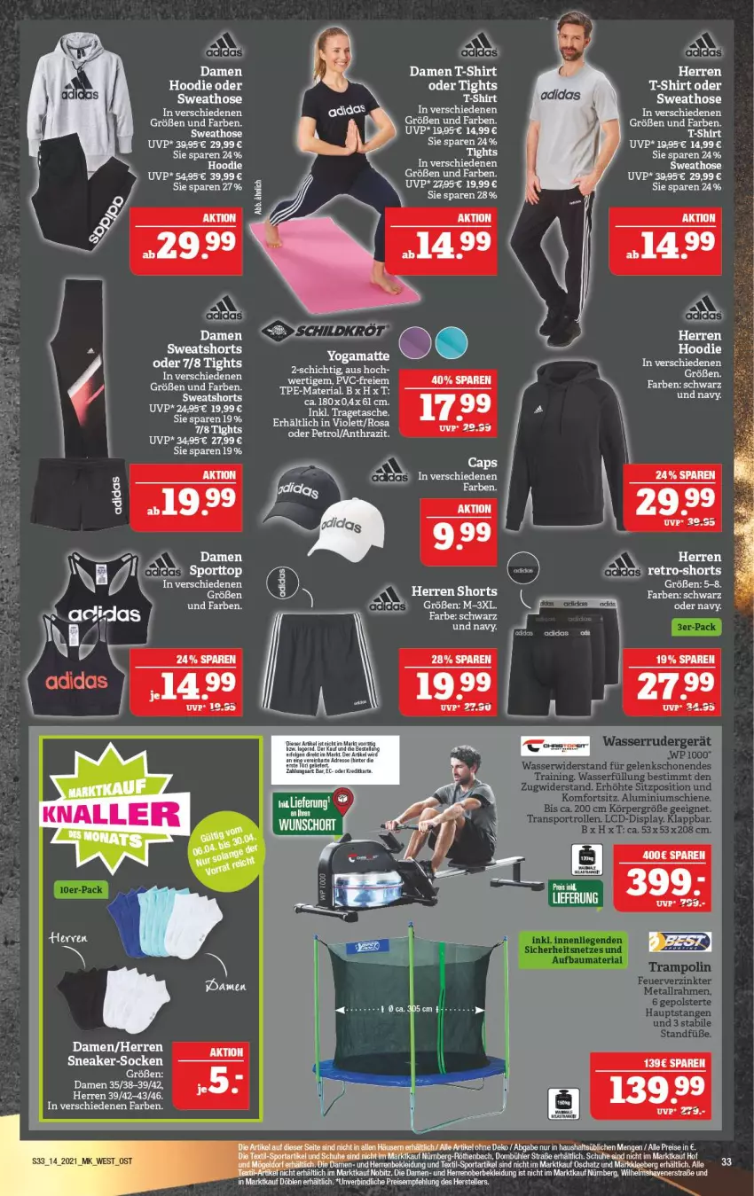 Aktueller Prospekt Marktkauf - Prospekt - von 05.04 bis 10.04.2021 - strona 37 - produkty: Adidas, Brei, Cap, damen t-shirt, eis, elle, hose, kleid, Kleidung, LG, reis, Ria, shirt, shorts, Sport, Sweathose, sweatshorts, T-Shirt, teller, Ti