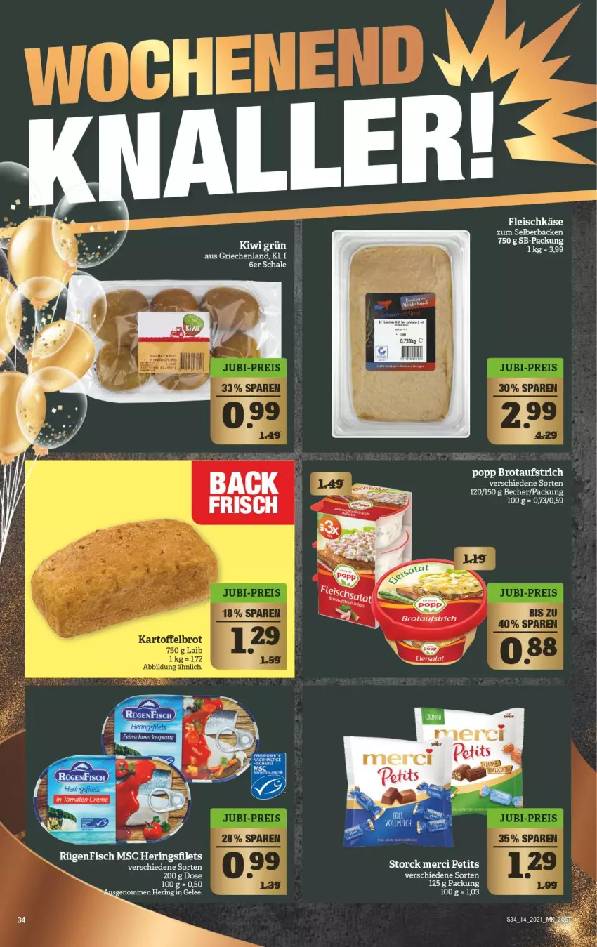 Aktueller Prospekt Marktkauf - Prospekt - von 05.04 bis 10.04.2021 - strona 38 - produkty: aufstrich, brot, brotaufstrich, eis, filet, filets, fleisch, fleischkäse, gelee, hering, Herings, heringsfilets, Käse, merci, ring, Schal, Schale, storck, Ti