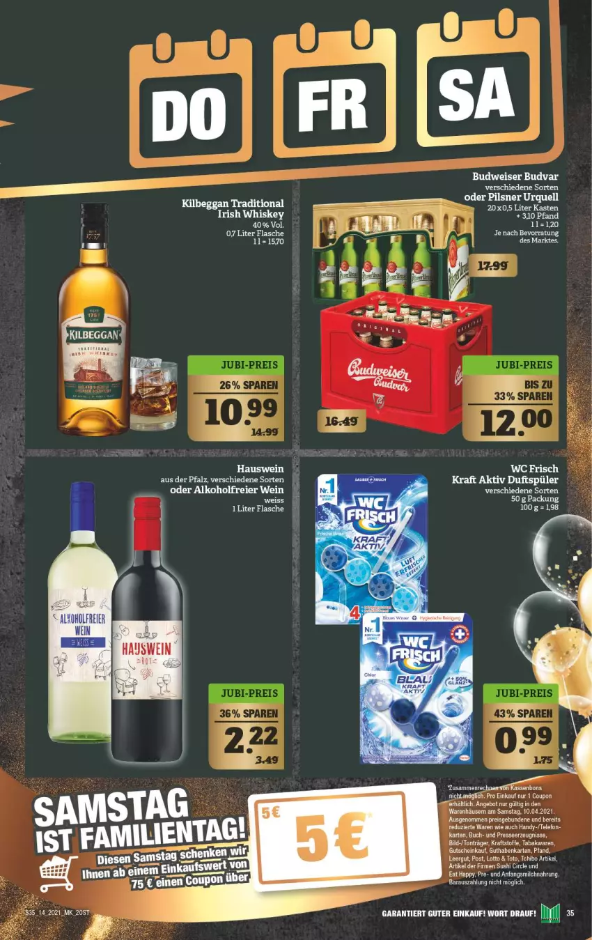 Aktueller Prospekt Marktkauf - Prospekt - von 05.04 bis 10.04.2021 - strona 39 - produkty: alkohol, angebot, buch, coupon, DJI, eier, eis, flasche, guthabenkarte, gutschein, Handy, kraft, milch, pils, pilsner, pilsner urquell, reis, Sushi, telefon, Ti, wc frisch, wein