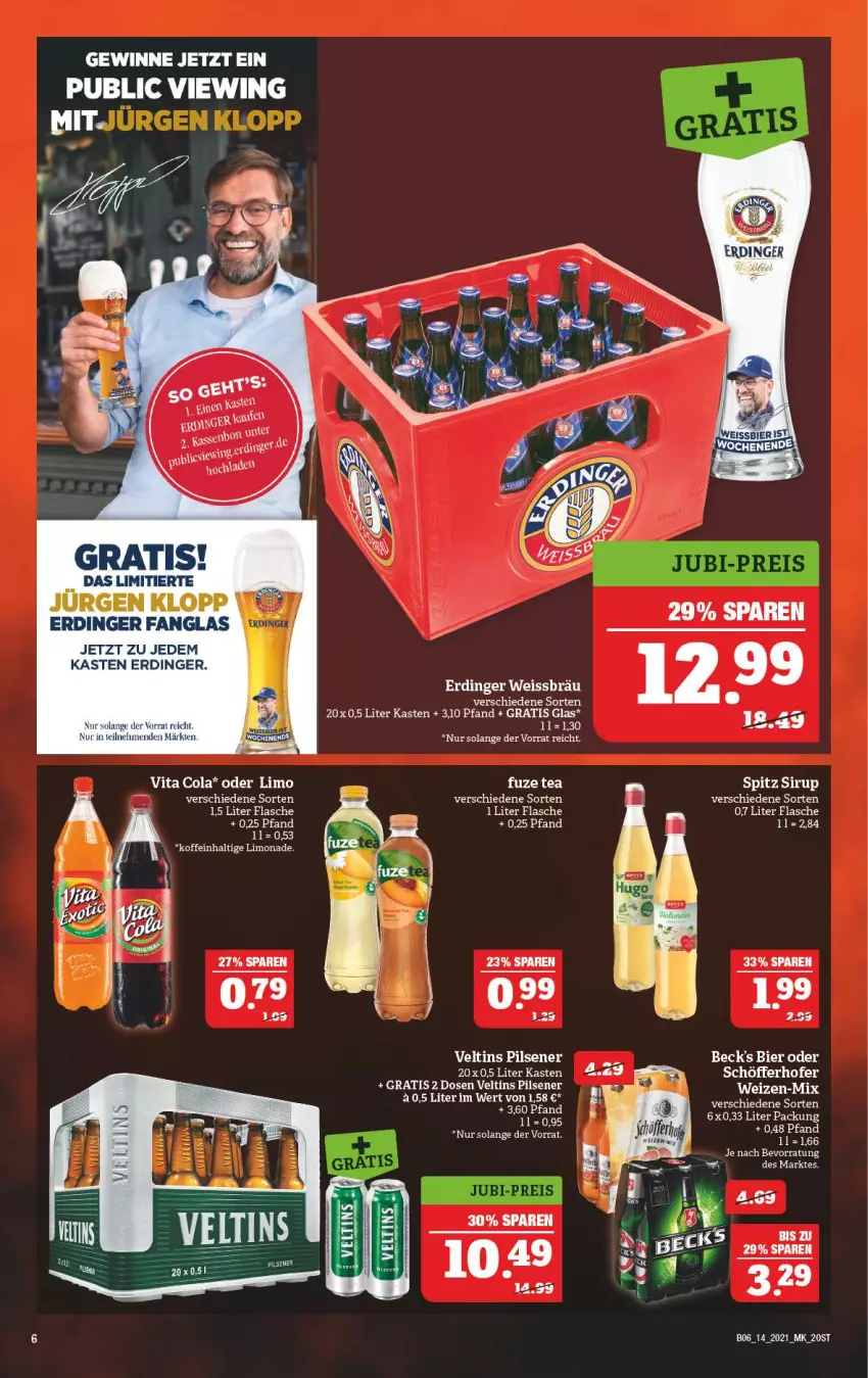 Aktueller Prospekt Marktkauf - Prospekt - von 05.04 bis 10.04.2021 - strona 46 - produkty: bier, cola, eis, erdinger, flasche, limo, limonade, pils, pilsener, reis, schöfferhofer, sirup, Ti, veltins, veltins pilsener, vita, Vita C, weissbier