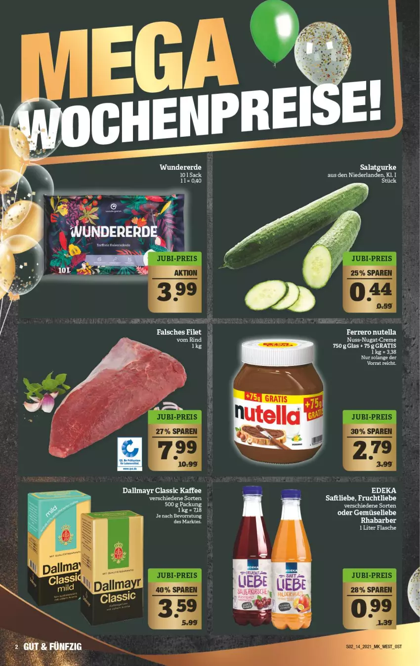 Aktueller Prospekt Marktkauf - Prospekt - von 05.04 bis 10.04.2021 - strona 6 - produkty: creme, dallmayr, deka, eier, Falsches Filet, filet, flasche, kaffee, nuss, nuss-nugat-creme, rhabarber, rind, sac, Ti