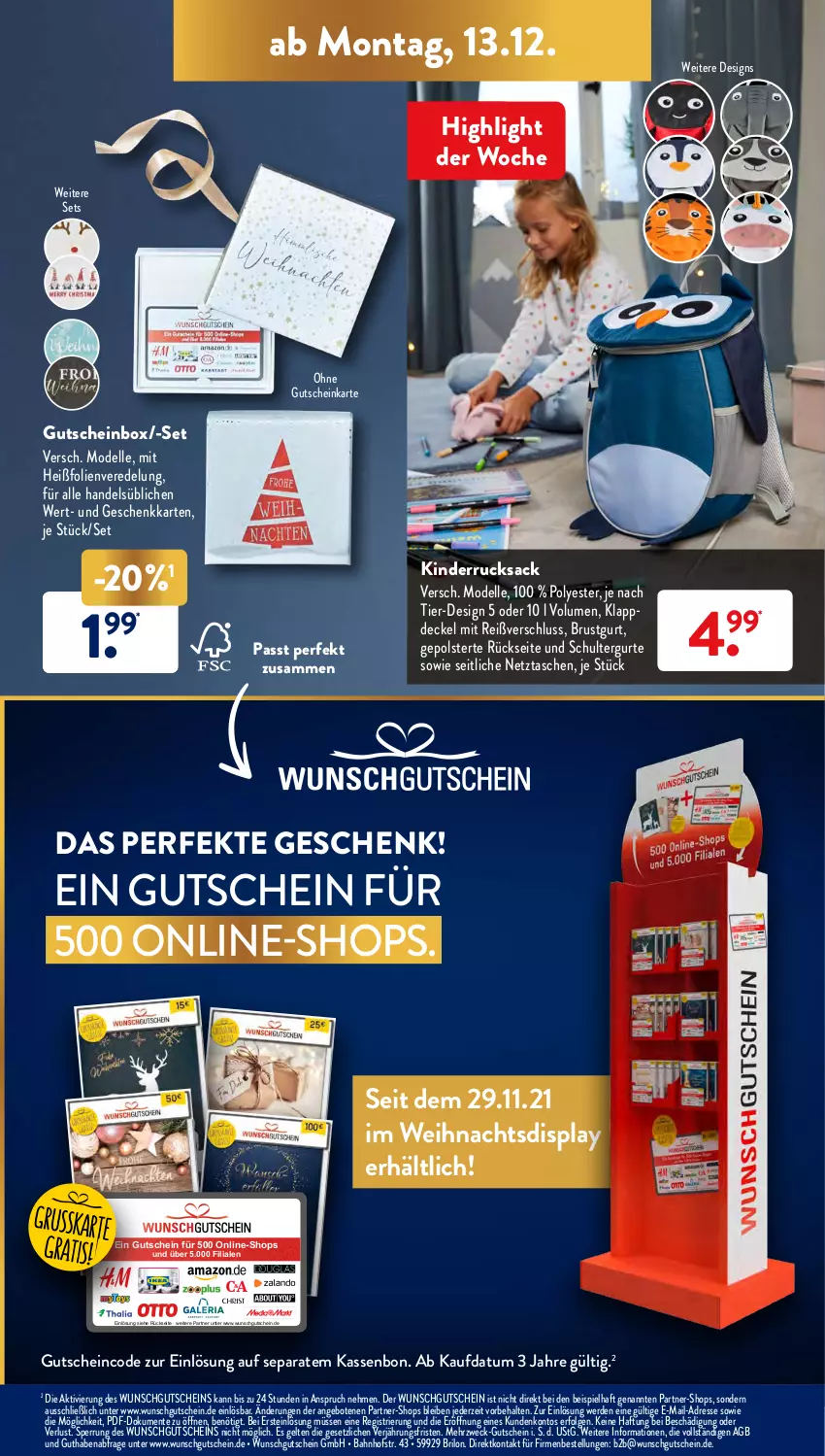 Aktueller Prospekt AldiSud - ALDI Aktuell - von 13.12 bis 18.12.2021 - strona 15 - produkty: angebot, angebote, decke, Deckel, dell, eis, elle, ente, erde, gutschein, Kinder, Kinderrucksack, LG, Mode, rucksack, sac, schultergurt, Tasche, taschen, Ti, weck