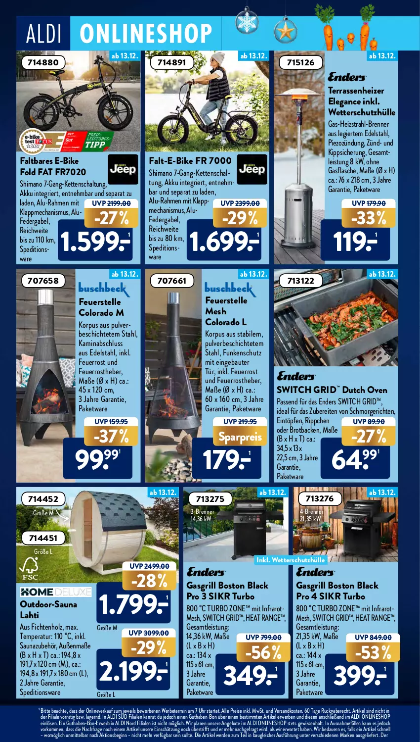 Aktueller Prospekt AldiSud - ALDI Aktuell - von 13.12 bis 18.12.2021 - strona 26 - produkty: akku, aldi, angebot, angebote, auer, Bau, brot, E-Bike, edelstahl, eintöpfe, eis, elle, enders, erde, flasche, gabel, gasgrill, gin, grill, Holz, Kamin, Kette, lack, ndk, reis, rwe, Schal, schutzhülle, shimano, Ti, uhr