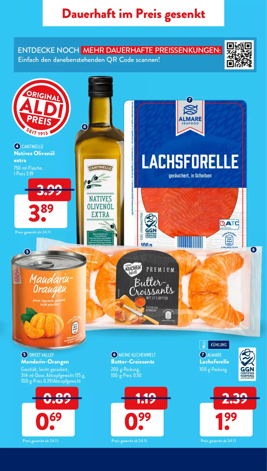 Aktueller Prospekt AldiSud - ALDI Aktuell - von 13.12 bis 18.12.2021 - strona 3 - produkty: almare, auer, butter, Croissant, croissants, decke, eis, elle, flasche, forelle, kuchen, lachs, mandarin-orangen, natives olivenöl, olive, oliven, olivenöl, olivenöl extra, orange, orangen, reis, reiss, rel, Ti, zucker