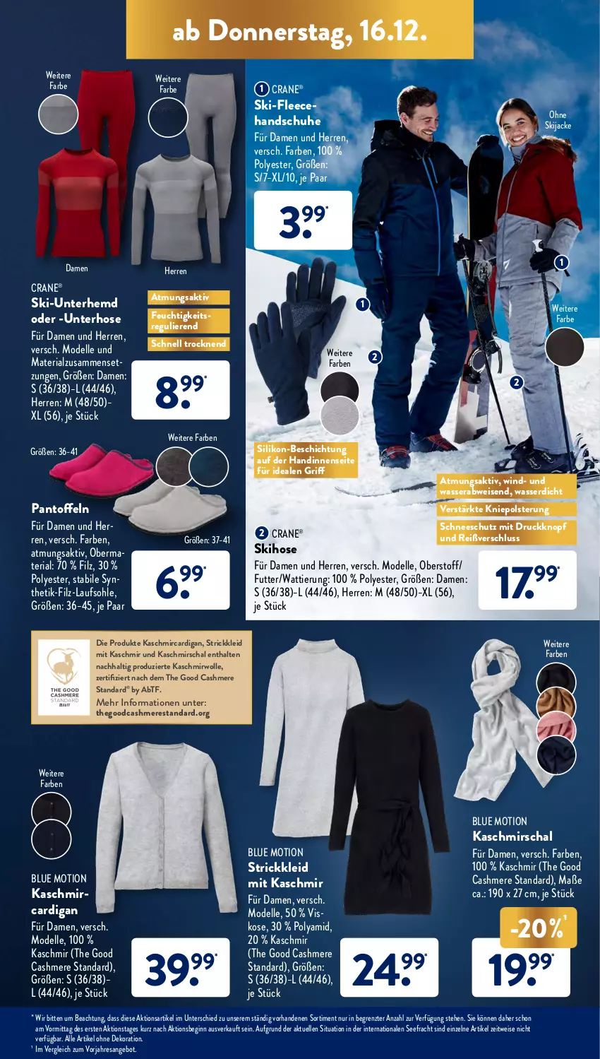 Aktueller Prospekt AldiSud - ALDI Aktuell - von 13.12 bis 18.12.2021 - strona 31 - produkty: alle artikel ohne dekoration, angebot, Cardigan, cashmere, dekoration, dell, eis, elle, gin, handschuhe, hemd, hose, Jacke, kleid, Mode, Pantoffeln, resa, Ria, Schal, schuhe, Strickkleid, Ti, Unterhemd, wasser, wolle, ZTE