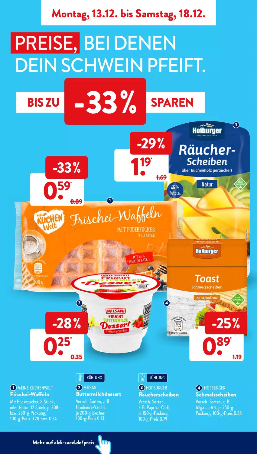 Aktueller Prospekt AldiSud - ALDI Aktuell - von 13.12 bis 18.12.2021 - strona 4 - produkty: aldi, Becher, beere, burger, butter, buttermilch, chili, dessert, eis, himbeer, himbeere, kuchen, LG, milch, Milchdessert, natur, paprika, reis, schwein, vanille, waffeln, wein, zucker