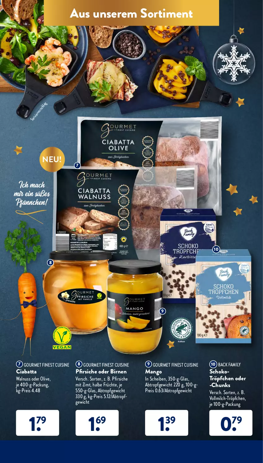 Aktueller Prospekt AldiSud - ALDI Aktuell - von 13.12 bis 18.12.2021 - strona 53 - produkty: Birnen, ciabatta, eis, früchte, mac, mango, milch, nuss, olive, pfirsich, pfirsiche, pfirsiche oder, reis, schoko, Ti, vollmilch, walnuss