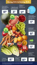 Gazetka promocyjna AldiSud - ALDI Aktuell - Gazetka - ważna od 18.12 do 18.12.2021 - strona 7 - produkty: alle artikel ohne dekoration, asti, beere, beeren, beutel, bio, dekoration, eis, elle, gin, himbeer, himbeere, himbeeren, karotten, melone, natur, orange, orangen, paprika, paprika rot, Pink Lady, reis, Romatomaten, salat, salatherzen, Schal, Schale, Ti, tomate, tomaten, trauben, wasser, wassermelone, ZTE
