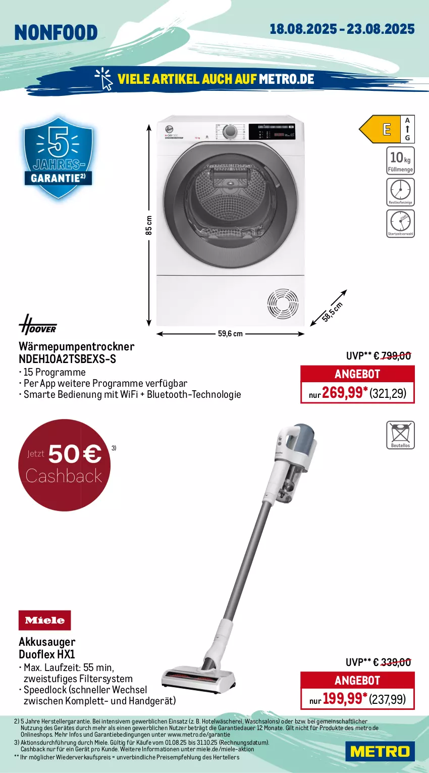 Aktueller Prospekt Metro - Wochen-Angebote - von 18.08 bis 23.08.2025 - strona 19 - produkty: akku, angebot, auer, eis, eiswürfel, elle, gefrierschrank, kühlschrank, Metro, miele, reis, Schere, Schrank, spee, teller, Ti, tisch, Trockner, wärmepumpentrockner, wasser, wassertank, würfel