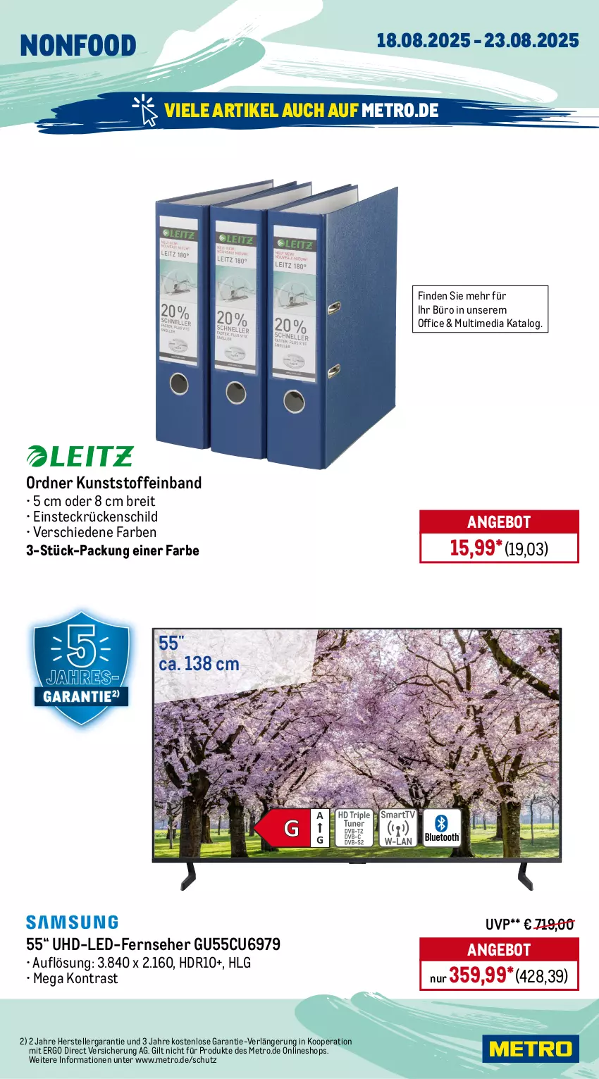 Aktueller Prospekt Metro - Wochen-Angebote - von 18.08 bis 23.08.2025 - strona 23 - produkty: angebot, besteck, besteckset, Brei, edelstahl, elle, fernseher, gabel, kaffee, küche, Küchen, kuchen, Küchenhelfer, LG, Löffel, messer, Metro, office, ordner, Pinzette, spülmaschinen, teller, Ti, uhd