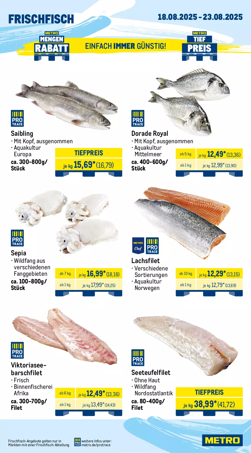 Aktueller Prospekt Metro - Wochen-Angebote - von 18.08 bis 23.08.2025 - strona 5 - produkty: Abtei, angebot, angebote, aqua, beef, burger, Dorade, dorade royal, eis, erbsen, filet, fisch, fische, Fischer, fleisch, frischfisch, hamburger, lachs, lachsfilet, Metro, pflanze, pflanzen, reis, Ria, rind, rindfleisch, rwe, Saibling, Schal, Schale, Schere, soja, Ti, tiefpreis, Wild, Yo