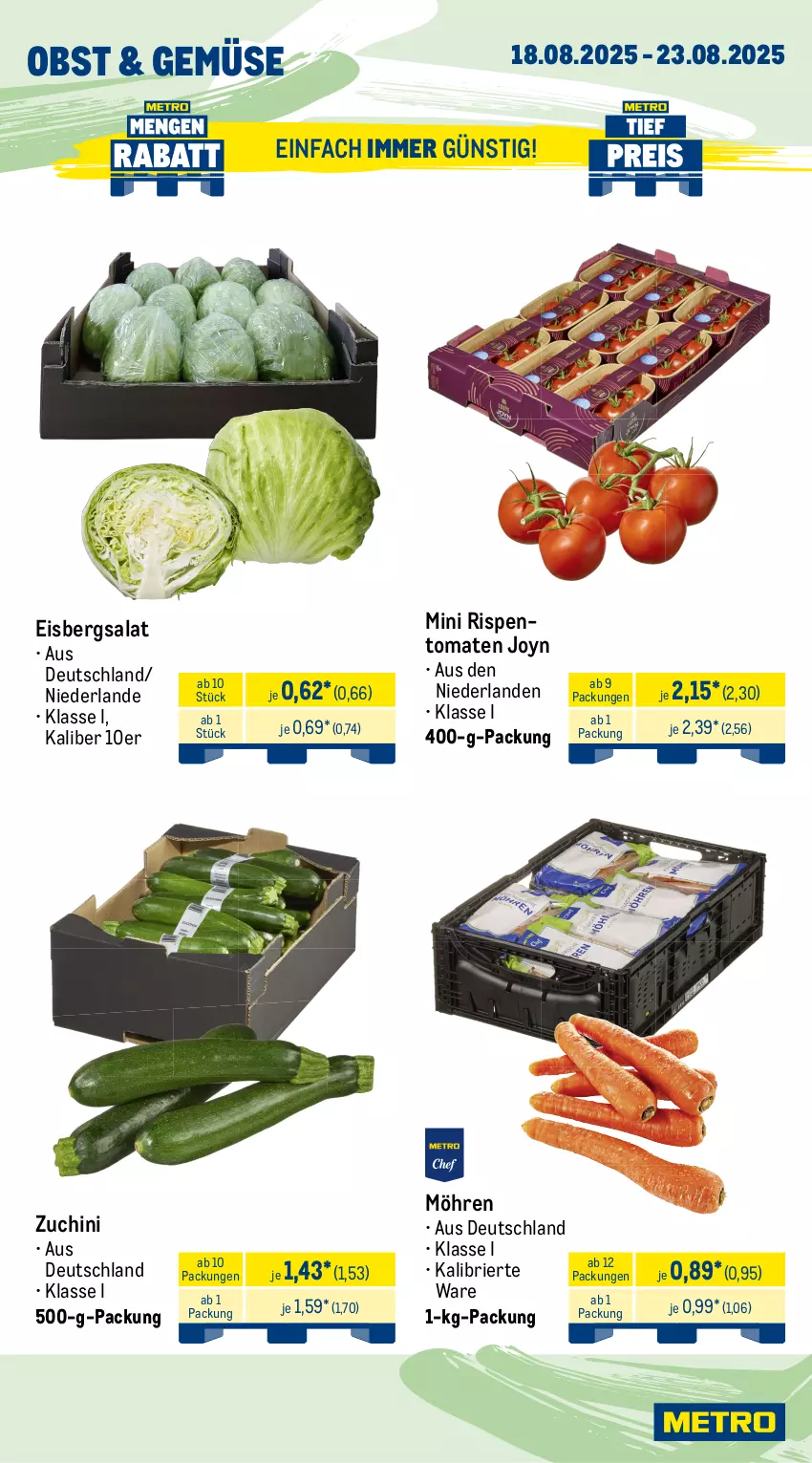 Aktueller Prospekt Metro - Wochen-Angebote - von 18.08 bis 23.08.2025 - strona 8 - produkty: angebot, arla, auer, Bau, Bauer, Becher, bio, brie, eis, eisbergsalat, frischkäse, frucht, fruchtjoghurt, joghur, joghurt, Käse, käsescheiben, leerdammer, mac, milch, möhren, nuss, obst, reis, rispentomaten, salat, schnittkäse, schnittkäsescheiben, Ti, tomate, tomaten, weidemilch