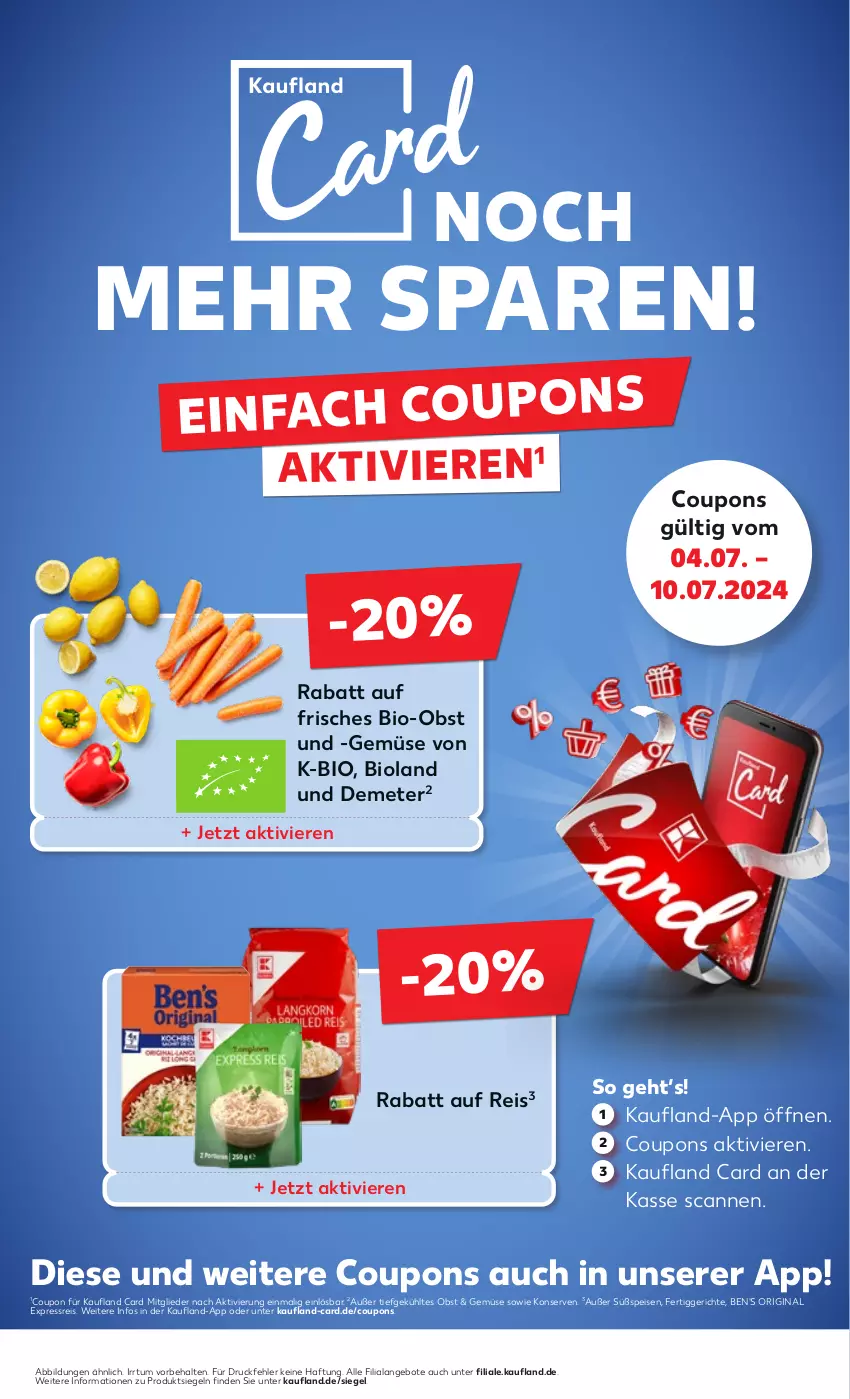 Aktueller Prospekt Kaufland - Prospekt - von 04.07 bis 10.07.2024 - strona 49 - produkty: angebot, angebote, bio, Bio-Obst, bioland, coupon, coupons, eis, fertiggericht, fertiggerichte, gin, Konserven, obst, reis, Ti