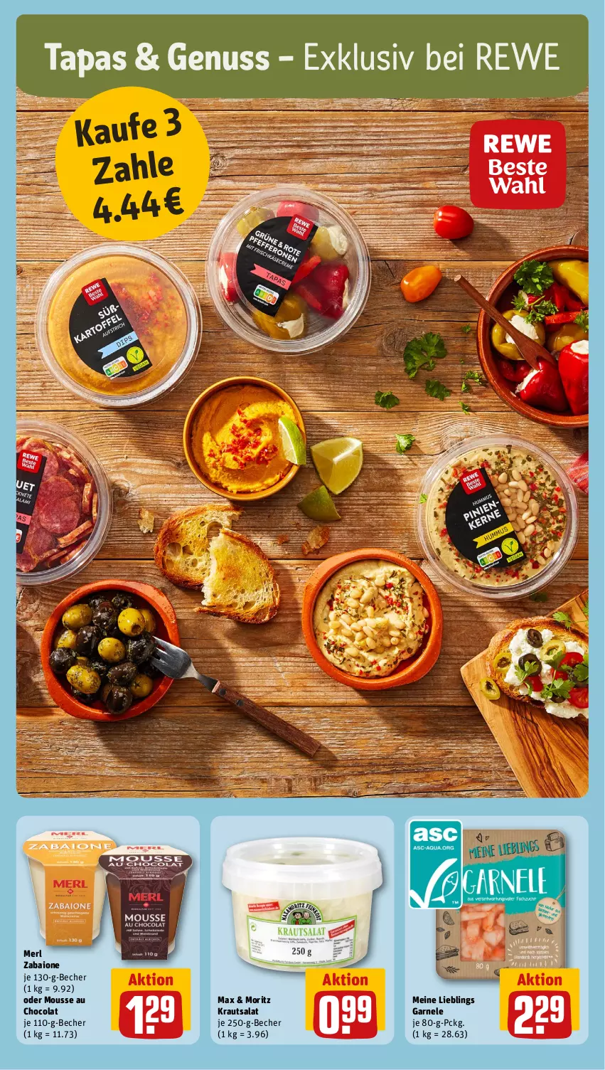 Aktueller Prospekt Rewe - Prospekte - von 05.08 bis 10.08.2024 - strona 16 - produkty: Becher, cola, Kraut, krautsalat, merl, mousse, Mousse au Chocolat, nuss, salat, Tapas, Ti