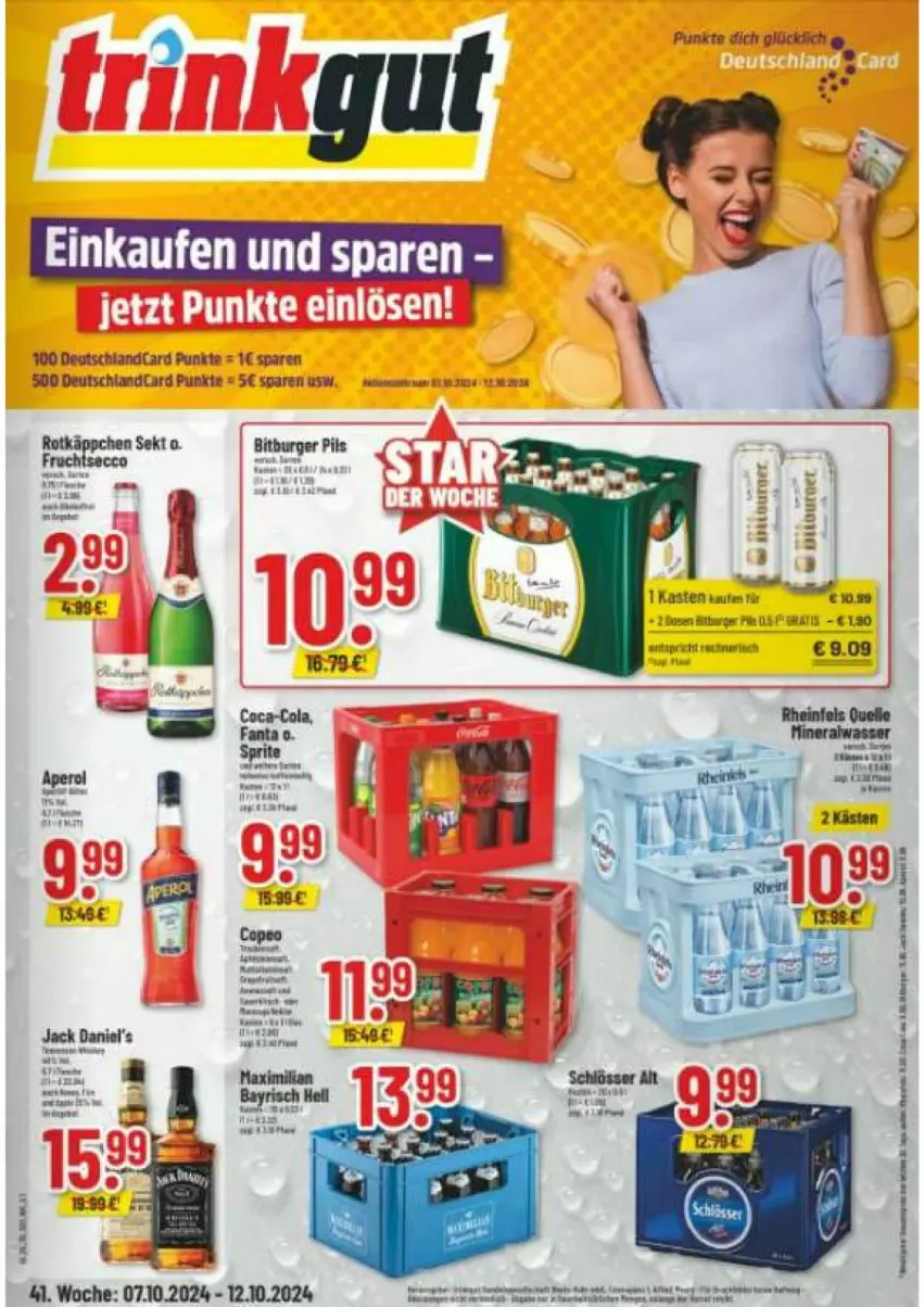 Aktueller Prospekt Trinkgut - Prospekte - von 07.10 bis 13.10.2024 - strona 1 - produkty: bitburger, burger, deutschlandcard, pils, rotkäppchen, sekt