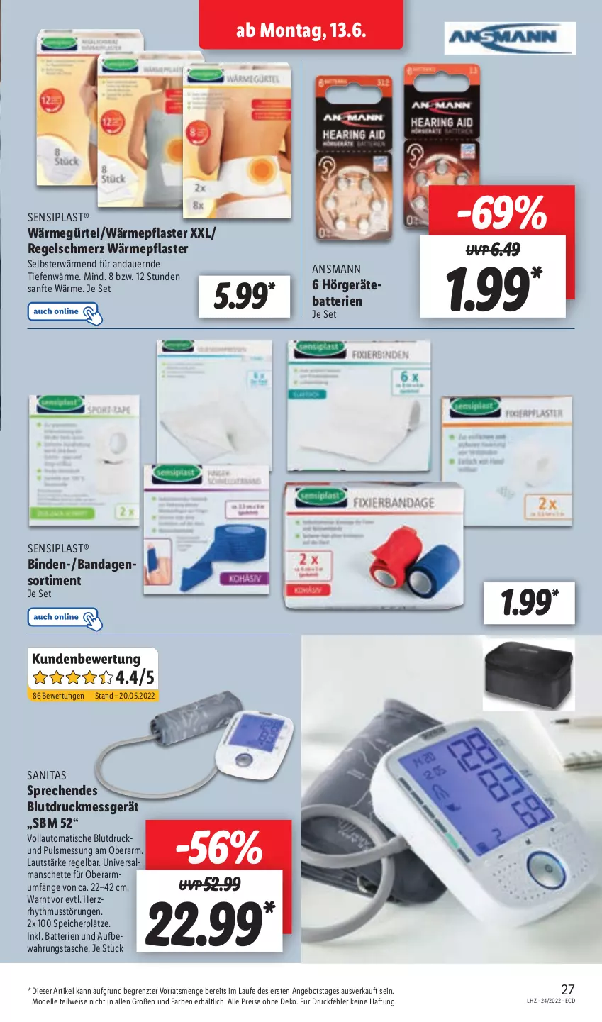 Aktueller Prospekt Lidl - Aktionsprospekt - von 13.06 bis 18.06.2022 - strona 27 - produkty: angebot, auer, aufbewahrungstasche, auto, batterie, batterien, binden, Blutdruckmessgerät, dell, eis, elle, Mode, pflaster, reis, Tasche, Ti, tisch, ZTE