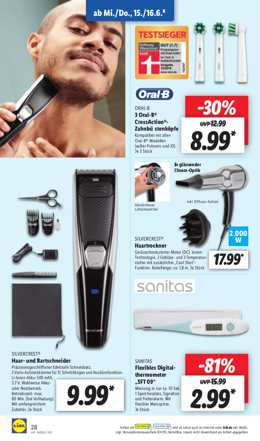 Aktueller Prospekt Lidl - Aktionsprospekt - von 13.06 bis 18.06.2022 - strona 28 - produkty: akku, bartschneider, dell, edelstahl, eis, elle, ente, haartrockner, Mode, ndk, oral-b, sac, Schal, Schale, Signal, silvercrest, thermometer, Ti, Trockner